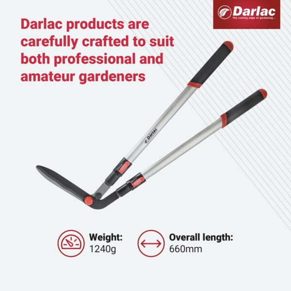 Darlac Telescopic Edging Shear – Garden Lawn Edging Shears with Extendable Handles & Razor-Sharp Blade – Adjustable to Any Gardener's Height – Lightweight Approx 1.2kg – Ideal for Trimming Lawn Edges