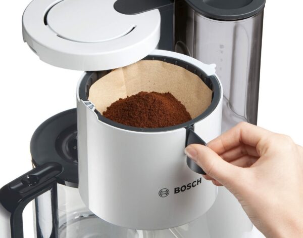Bosch Styline TKA8011GB Filter Coffee Machine, 10 – 15 cups, 1.38 Litres - White