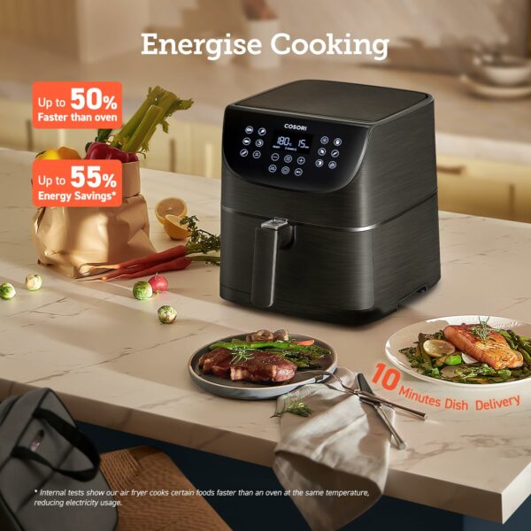 COSORI Air Fryer 5.5L Capacity,Oil Free, Energy and Time Saver with 11 Presets with 100 Recipes Cookbook, Non-Stick, Dishwasher Safe Basket,1700-Watt, CP158-AF, Black