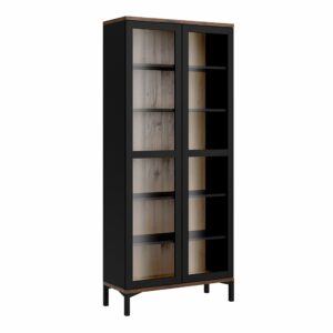 Furniture To Go | Roomers Display Cabinet Glazed 2 Doors in Black and Walnut