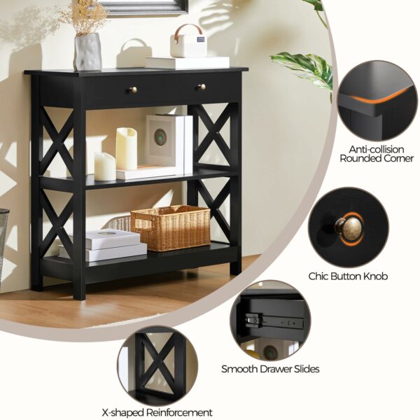 Yaheetech Console Table for Hallway, Slim Entryway Table with Drawer  Shelves, Wood Sofa Table for Small Space