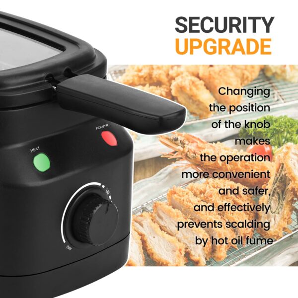 Mini Deep Fat Fryer Deep Fryer, 1.5L Deep Fat Fryers for Home Use Easy Clean, Chip Fryer with Adjustable Temperature Control, Stainless Steel Basket