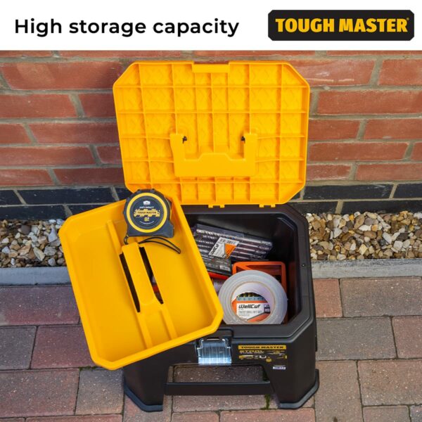 Tool Box Step Stool 11 Litres Capacity Portable Toolbox with Removable Tray Compartment Organiser For Home Improvement
