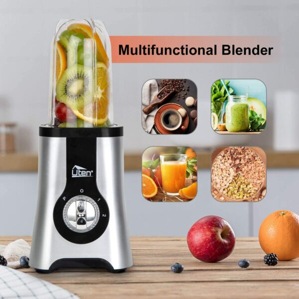 Jug Blenders, Uten Smoothie Blender 1.25L, 5-in-1 Multi-Functional Smoothie Maker and Mixer for Juicers Fruit Vegetable 380W Automatic Blender Ice Crusher with 22,000 RPM/Min