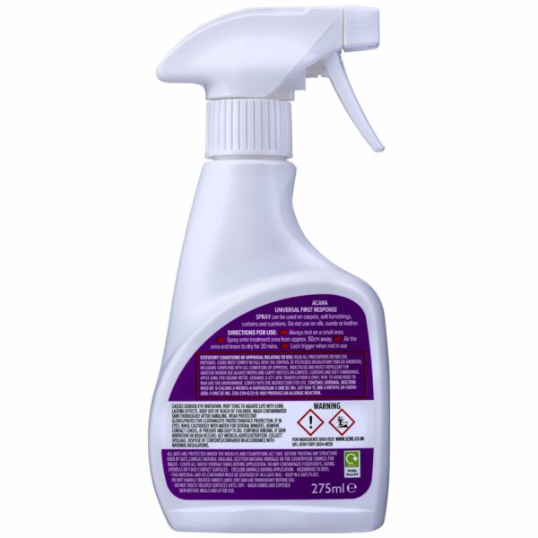 Acana Moth Killer & Freshener, Lavender, 275ml - Spray Formula, Kills Moths, Eggs & Larvae - Licensed Insecticide - Non-staining - for Carpets, Curtains & Cushions