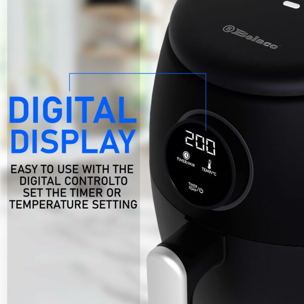 Belaco Air Fryer, 2L Digital Display, Rapid Air Circulation, Air Fryers, 60 Min Timer, Adjustable Temperature, Dishwasher Safe Basket BEL-AF-02