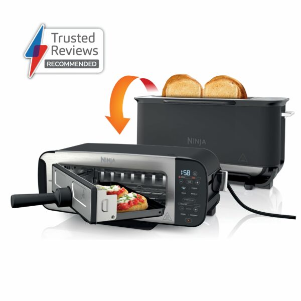 Ninja Foodi 3-in-1 Toaster, Grill & Panini Press with Flip Design, 7 Cooking Functions, 7 Toast Shades, Includes Panini Press, Bake Tray and Crumb Tray, Black ST200UK