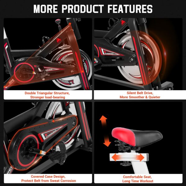 Exercise Bike, EVOLAND Indoor Cycling Bike, Stationary Bicycle Exercise Bikes with LCD Monitor| Adjustable Seat| Kettle Holder, Fitness Cycling Exercise Equipment For Home Use, Max Load 260LBs
