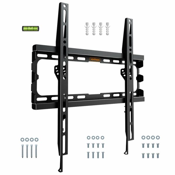 VonHaus TV Wall Bracket for 32-70" Screens, Ultra-Slim TV Bracket with Spirit Level, Flat to Wall Mount, 45kg Capacity, Max VESA: 400x400mm