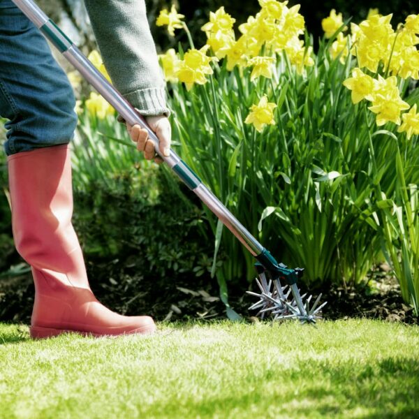 Rotary Cultivator Set, 25"-63" Adjustable Gardening Rotary Tiller and Hand-Held Garden Cultivator Tool with Steel Detachable Tines, Reseeding Grass or Soil Mixing