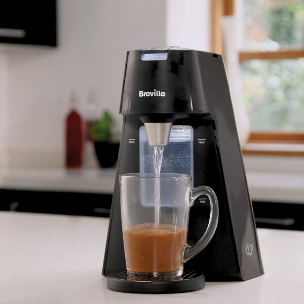 Breville HotCup Hot Water Dispenser | 1.7 Litres with 3 KW Fast Boil | Pre-set cup fill, with manual “STOP” button | Energy-efficient use | Gloss Black [VKT124]