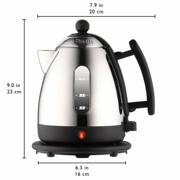 Dualit Lite Kettle - 1L 2kW Jug Kettle - Polished with Black Trim, High Gloss Finish - Fast Boiling Kettle by Dualit - 72200, Silver/Black