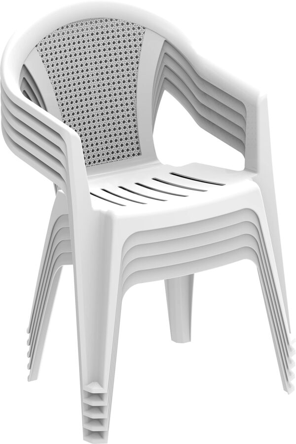 Duramax Bamboo Plastic Armrest, Indoor & Outdoor Chairs – Garden, Patio, Dining, Home & Party, Sturdy & Durable, Weatherproof & Stackable Chairs, White