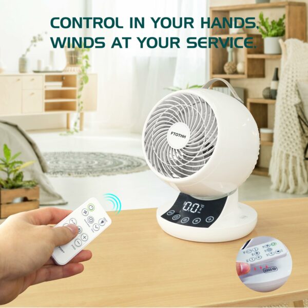 Air Circulator Desk Fan, Fans Cooling Quiet Bedroom, Super Quiet Turbo Table Oscillating Fan with Remote Control, Touch Panel, 12 Speeds