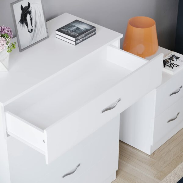 Vida Designs Riano 5 Drawer Chest of Drawers, Metal Handles and Runners, Anti-Bowing Drawer Support, Bedroom, Nursery Furniture, White