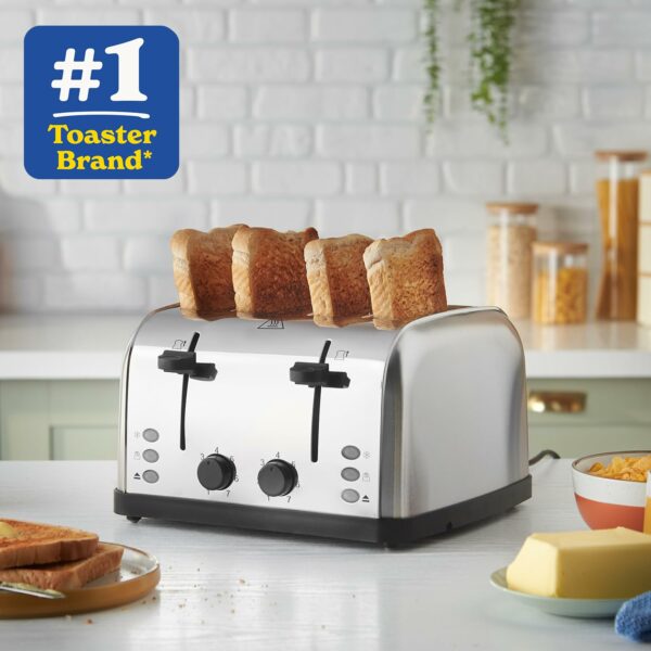 Russell Hobbs 4 Slice Toaster High lift feature, 7 Browning levels, Frozen/Cancel/Reheat function, Red indicator lights