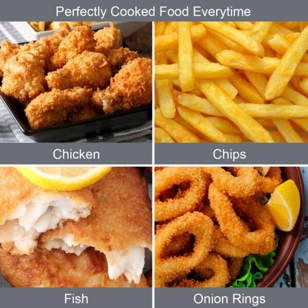 Quest 34250 1.5 Litre Stainless Steel Deep Fat Fryer / 130-190°C Adjustable Temperature/Lid Cover & Viewing Window/Easy Clean with Removable Basket / 900W / Ideal For Fried Chicken, Chips & More