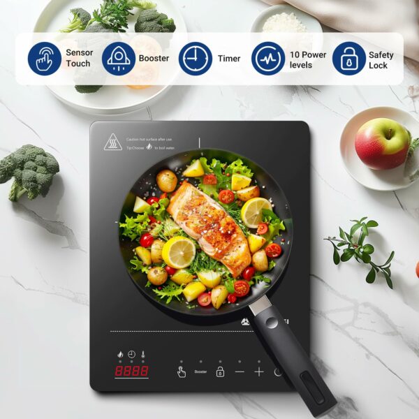 Aobosi Induction Hob,Single Induction Cooker with Portable Ultra-thin Body(32 * 26 * 4.2),20 Power and Temperature levels,Booster Function 2000W,Safety Lock,10H Timer