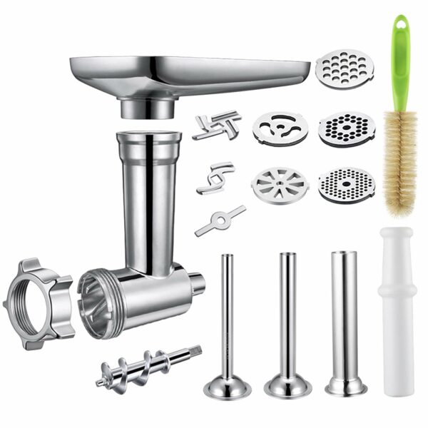 Gdrtwwh Metal Food Grinder Attachment Compatible with All KitchenAid Stand Mixers and PHISINIC Stand Mixer,Includes 3 Sausage Stuffer Tubes