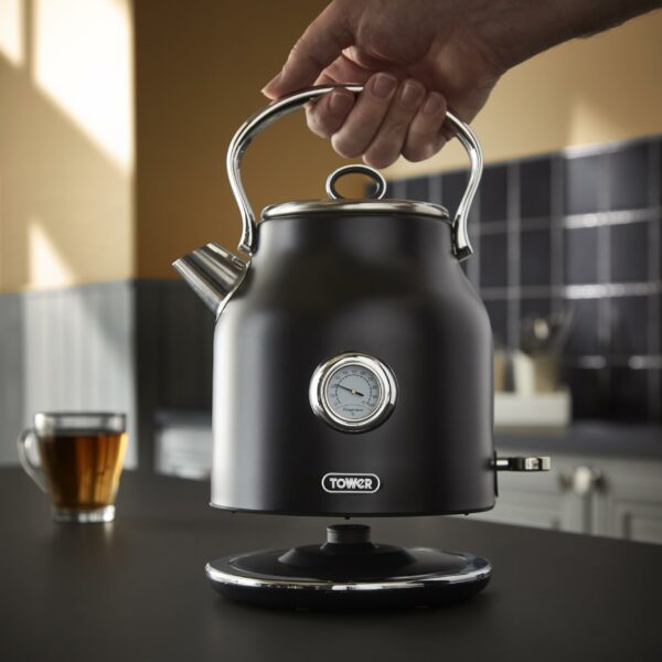 Tower Renaissance Kitchen Set, 1.7L Quiet Boil Kettle & 4 Slice Toaster, Black, T10063BLK, T20065BLK