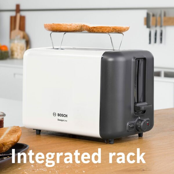Bosch DesignLine Toaster TAT3P421GB, Stainless Steel, 970 W, White