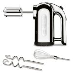 Dualit Hand Mixer Chrome - 400W - Strong Grip Handle - Attachments Included - Integral Plug Storage - 4 Speed Settings - Repairable gears - Flat Beaters, Dough Hooks, Balloon Whisk