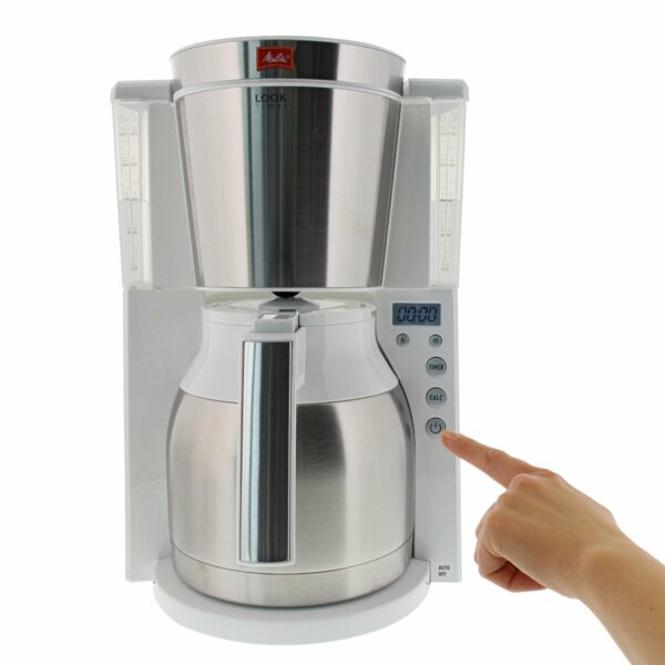 Melitta Filter Coffee Machine with Insulated Jug, Timer Feature, Aroma Selector, Look Therm Timer, White/Brushed Steel, 1011-15