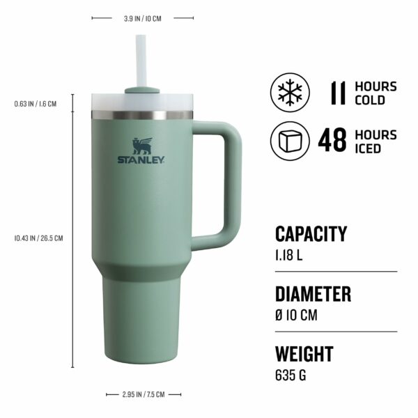 Stanley Quencher H2.0 Flowstate Tumbler 1.2L - Cold For 11 Hours - Iced For 48 Hours - Metal Water Bottle With Straw, Handle And Lid - Dishwasher Safe - Travel Mug For Cold Drinks - Shale