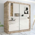 Stylish Bedroom Sliding Wardrobe with LED Light - Ample Storage Space and Sleek Design
