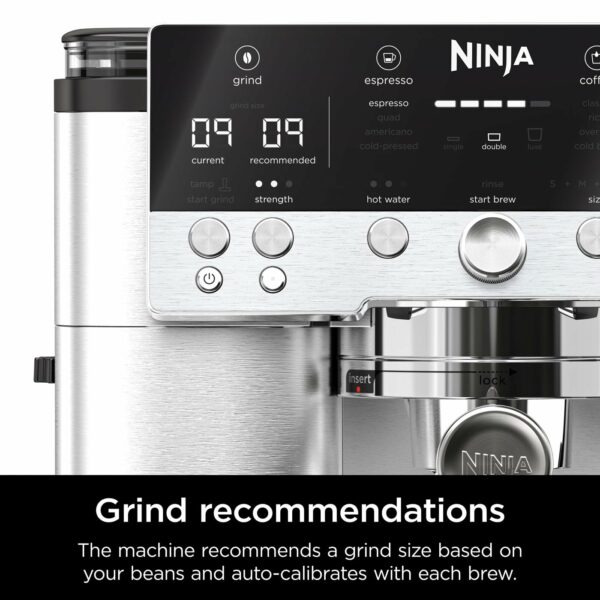 Ninja Luxe Premier 3-in-1 Coffee Machine Easy to Use, 4 Automated Froth Presets, Silver, ES601UK