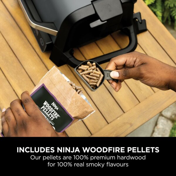 Ninja Woodfire Electric BBQ Grill Smoker, 7-in-1 Outdoor Grill Air Fryer, Roast, Bake, Dehydrate, Uses Woodfire Pellets, Weather Resistant