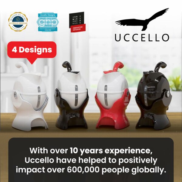 Uccello Electric Safety Kettle | Black Tipper Base Included | Effortless Pour Every Time | Daily Living Drinking Aid For Disabled and Seniors | 1.5 Liters | Black and White