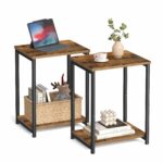 Vasagle Set of 2 Side Tables, 2-Tier Sofa Side Tables, Bedside Tables with Steel Frames