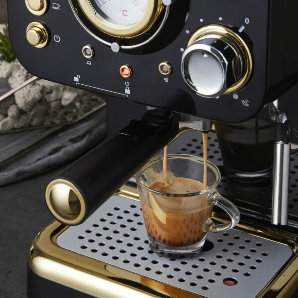 Swan Espresso Coffee Machine Gatsby Pump SK22112BLKN, Black, With 1.2 Litre Water Tank, Steam Wand