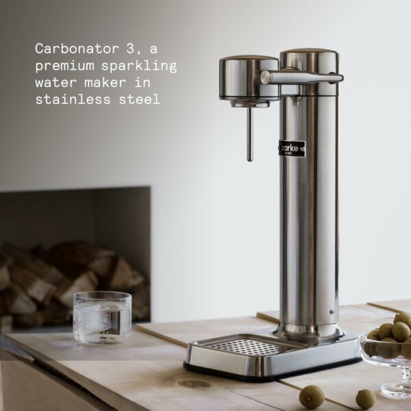 Aarke Carbonator 3, Sparkling Water Maker with Water Bottle, Steel Finish