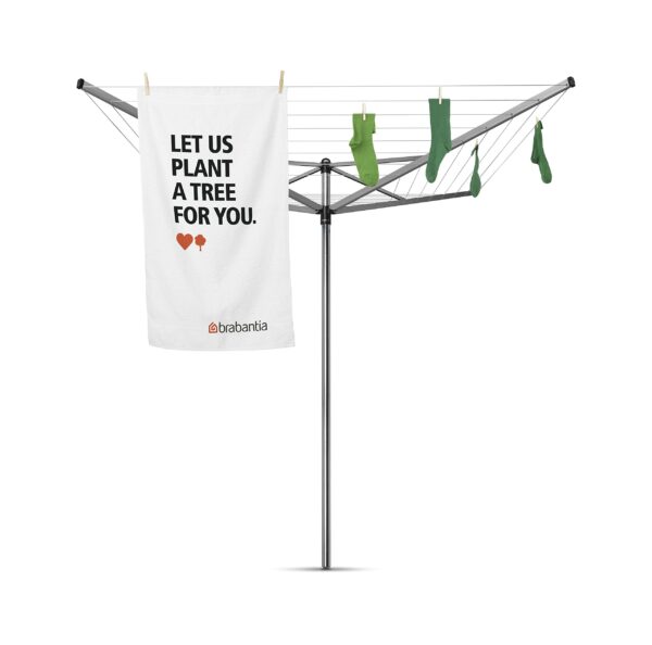 Brabantia Topspinner Large Rotary Washing Line with Metal Ground Spike, Metallic Grey, 60 M, 45 mm