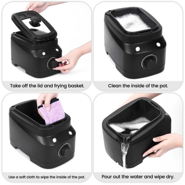 Mini Deep Fat Fryer Deep Fryer, 1.5L Deep Fat Fryers for Home Use Easy Clean, Chip Fryer with Adjustable Temperature Control, Stainless Steel Basket