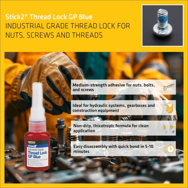 Everbuild Stick2 Thread Lock GP Blue – Gap Filling – Non-Drip – Self-Curing – Industrial Grade – 10g