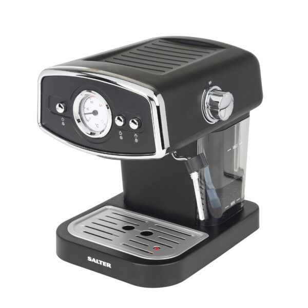 Salter EK4620 3 in 1 Barista Deluxe Coffee Machine,Compatible with 30/54 mm Capsules and Ground Coffee,Espresso and Cappuccino Maker with Milk Frothing Wand, 19-Bar Italian Pressure Pump,1050 W,Black