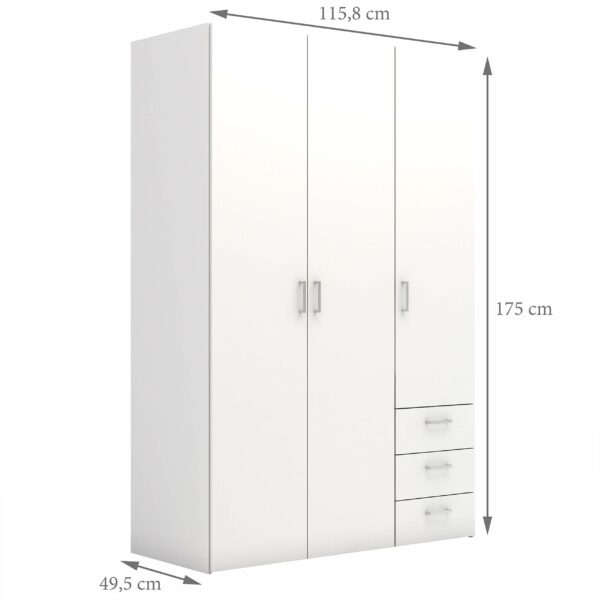 Furniture To Go | Space Wardrobe with 3 doors + 3 drawers White