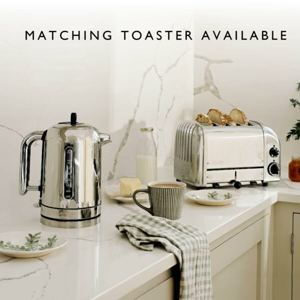 Dualit Classic Kettle | Polished Stainless Steel with Black Trim | Quiet boiling kettle | 90 Second Boil Time | 1.7 L Capacity, 2.3 kW | 72796