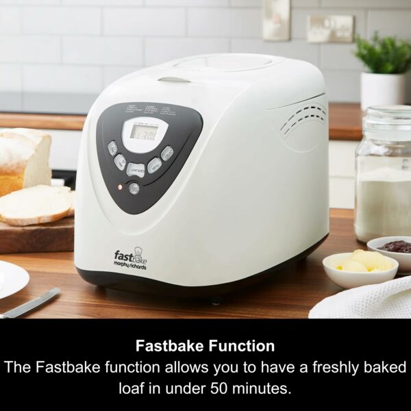 Morphy Richards Fastbake Breadmaker, 12 Programmes, 1.5lb, 2lb Loaf Sizes, 13 Hour Delay Timer, Keep Warm, 48281