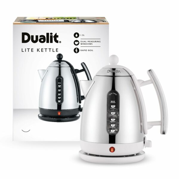 Dualit Lite Kettle - 1.5L Jug Kettle - Polished with Gloss White, High Gloss Finish - Fast Boiling Kettle by Dualit - 72015