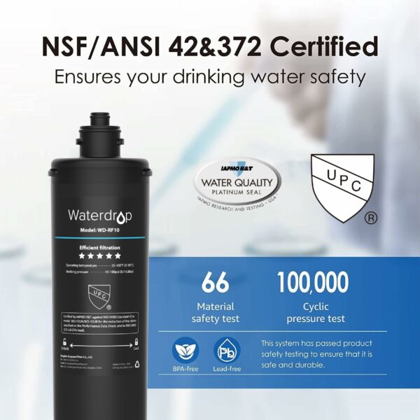 Waterdrop WD-RF10 Water Filter, NSF/ANSI 42 Certified, 30,000 Liters High Capacity, Replacement for Waterdrop Under Sink Water Filtration System WD-10UA, WD-10UB