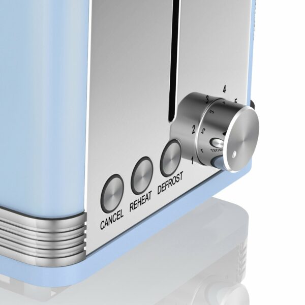 Swan ST19010BLN Retro 2-Slice Toaster with Defost/Reheat/Cancel Functions, Cord Storage, 815W, Retro Blue