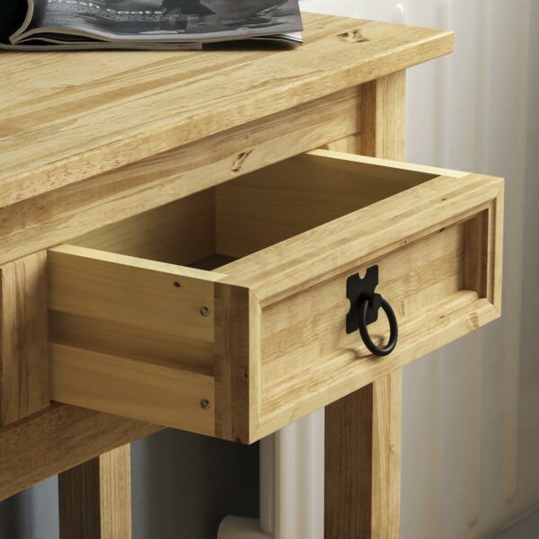 Console Table, 2 Drawer With Shelf, Rectangular, Waxed Solid Pine Wood, Traditional, Rustic, 31 x 83 x 70