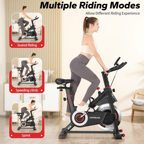 Exercise Bike, Indoor Cycling Bike with Comfortable Seat Cushion for Home Gym Use, Exercise Equipment with LCD Display & Tablet Holder Fitness Workout Cardio Training Machine