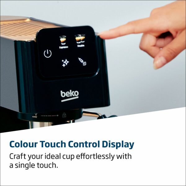 Beko CaffeExpertoTM CEP5302B Manual Espresso machine | Colour Touch Display | Integrated Milk Frother | Dual Nozzle | 15 Bar pressure | Black | Easy cleaning