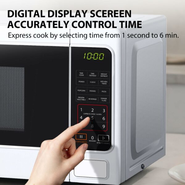 TOSHIBA 20 Liter 800W Digital Solo Small Microwave With 11 Power Levels, One-touch Express Cook with 6 Preset Recipe, Defrost, Digital Display, Perfect for 9'' pizza, Easy Clean, White- MM-EM20P(WH)