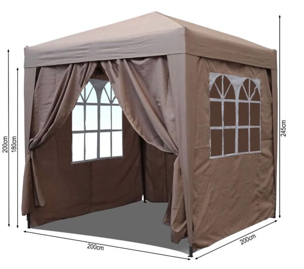QUICK STAR Garden Pop up Gazebo 2x2m beige with 4 side walls and carrying bag